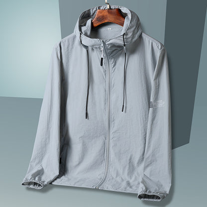 Men's Summer Ice Silk Sun Protection Jacket – Lightweight UV-Proof Cooling Outdoor Hoodie
