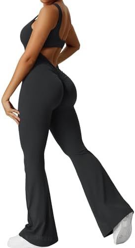 Women's Sleeveless Flare Jumpsuit – Fitness & Yoga Long Pants, Stylish and Comfortable Activewear
