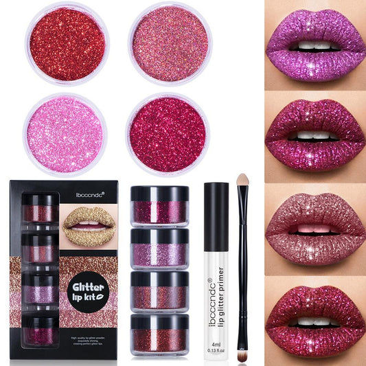 Professional Glitter Lip Kit – Complete DIY Makeup Set with Waterproof Gloss, Lipstick & Primer for Stunning Lips