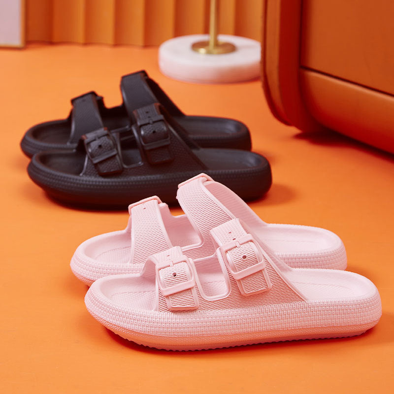 Women's Summer Platform Slippers – Fashionable Buckle Sandals with Soft Bottom for Home & Outdoor Wear