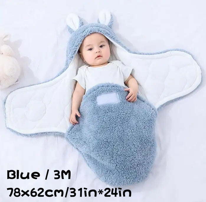 Super Soft Baby Sleeping Bag – Fluffy Fleece Swaddle Blanket with Head Support, Unisex Newborn Sleep Sack for Boys and Girls