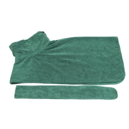 Premium Microfiber Pet Spa Robe - Ultra-Absorbent Quick-Dry Bathrobe with Secure Waist Wrap