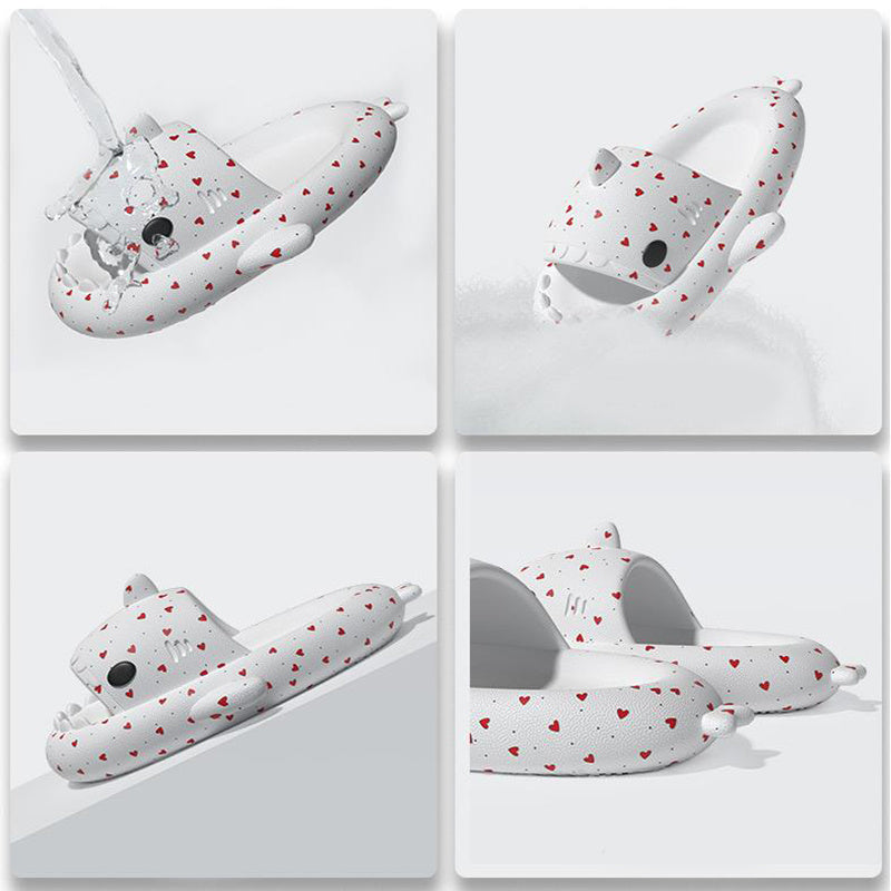 Lovers Shark Slippers for Men & Women – Cute Heart Print Casual Shoes for Couples