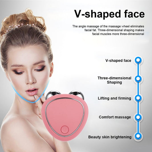 Advanced Microcurrent Facial Lifting Device - Professional Beauty Tool with Double Roller Massager for Anti-Aging
