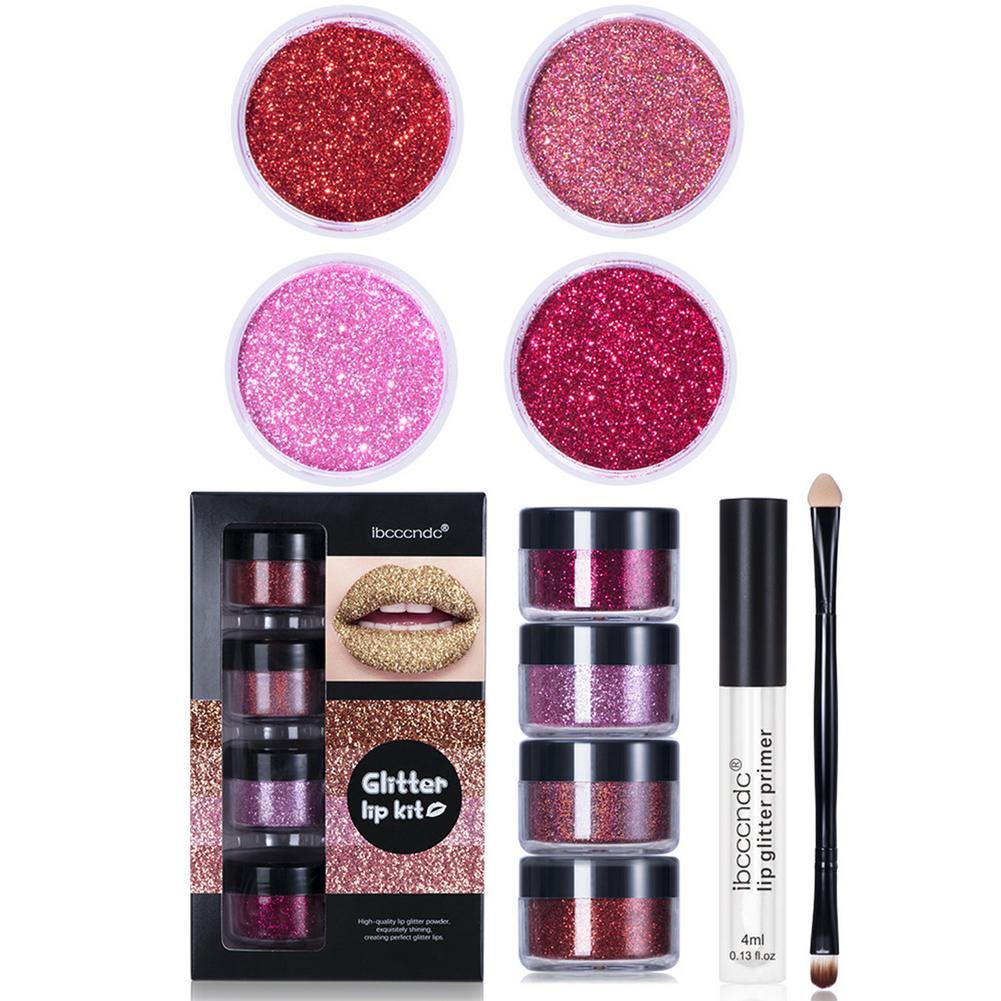 Professional Glitter Lip Kit – Complete DIY Makeup Set with Waterproof Gloss, Lipstick & Primer for Stunning Lips