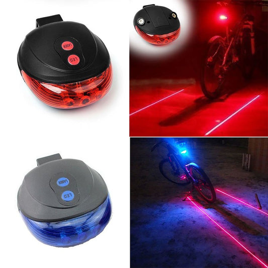 Premium LED Bicycle Tail Light - 5 LED + 2 Laser Safety System for Maximum Visibility & Accident Prevention
