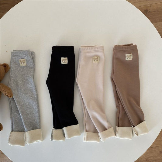 Girls' Single-Layer Fleece-Lined Fashionable Leggings – All-Matching Leggings for Fall and Winter