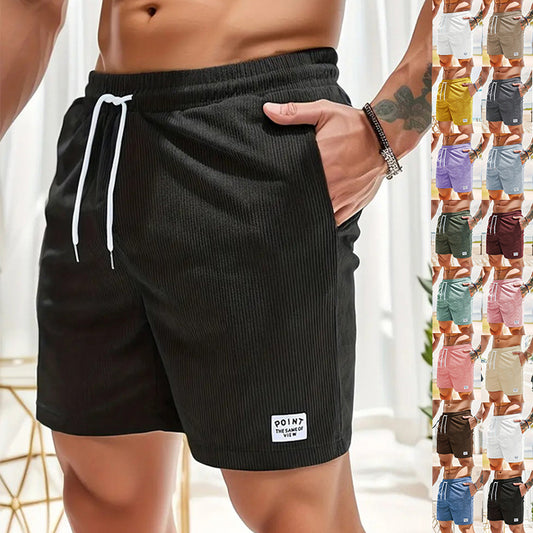 Summer Corduroy Lace-up Drawstring Shorts – Casual Sports Short Pants for Men
