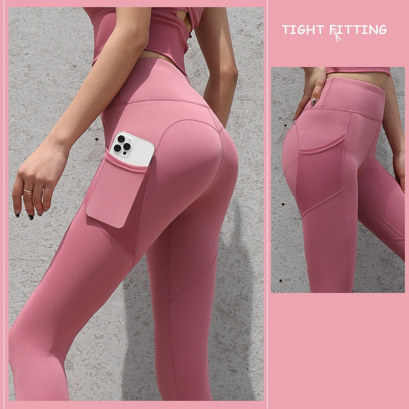 High Waist Seamless Gym Leggings for Women – Push Up Yoga Pants with Pockets