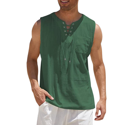 Summer Tank Vest for Men – Collared Tie Short Sleeve T-Shirt