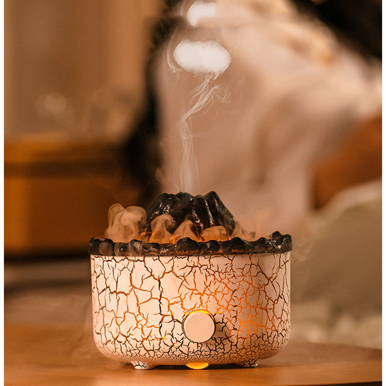 Premium Volcano Aromatherapy Humidifier - 3D Flame Effect Diffuser with Jellyfish Spray Technology