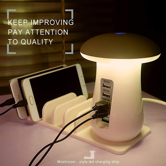 2-in-1 Mushroom LED Lamp – USB Charger and Lamp Holder for Home & Office Desk Lighting
