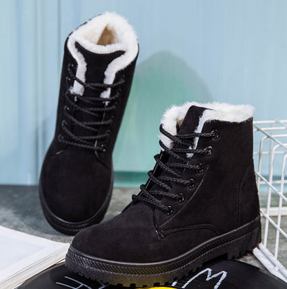 Women's Winter Snow Boots – Flat Casual Cotton Shoes with Large Size, Vulcanized & Plush Lining for Comfort