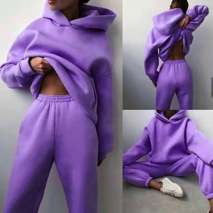Women’s Casual Hoodie Tracksuit – Two-Piece Sweater and Hoodie Set