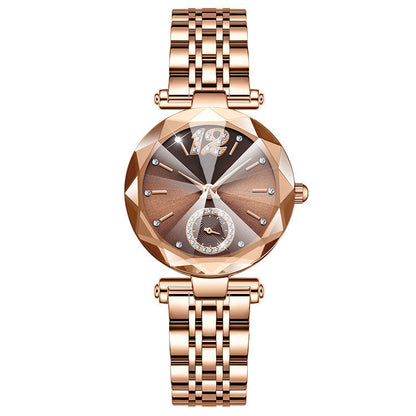 Women's Fashionable Multi-pronged Gradient Glass Watch with Diamond Face – Stylish Quartz Wristwatch for Women