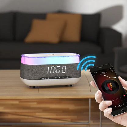 Premium Smart Alarm Clock - 4-in-1 Bedside Station with Bluetooth Speaker, Wireless Charging & Night Light