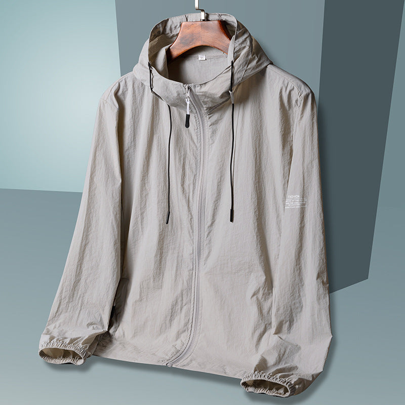 Men's Summer Ice Silk Sun Protection Jacket – Lightweight UV-Proof Cooling Outdoor Hoodie