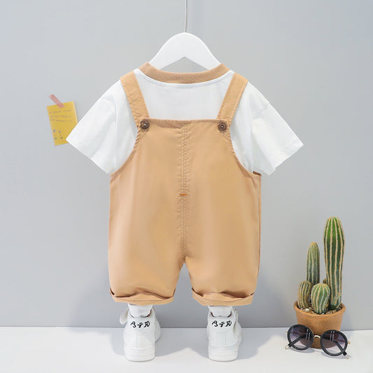 Children's Summer Cartoon Short-Sleeved Overalls for Boys & Girls – Cute Baby Jumpsuit