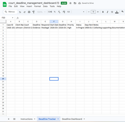 Court Deadline Management Dashboard | Track Court Deadlines, Manage Legal Filings and Protect Your Cases