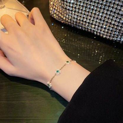 All-Match Pearl Flower Bracelet – Adjustable Fashion Chain Bracelet for Women