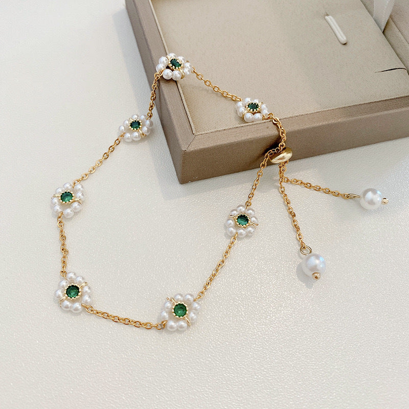 All-Match Pearl Flower Bracelet – Adjustable Fashion Chain Bracelet for Women