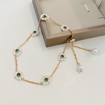 All-Match Pearl Flower Bracelet – Adjustable Fashion Chain Bracelet for Women