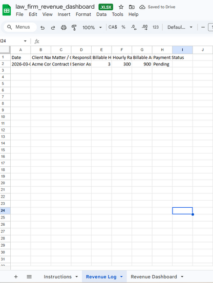 Law Firm Revenue Dashboard | Track Billable Hours, Monitor Payments and Analyze Financial Performance