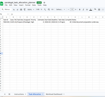 Paralegal Task Allocation Planner | Assign Legal Tasks, Balance Workloads and Track Case Progress