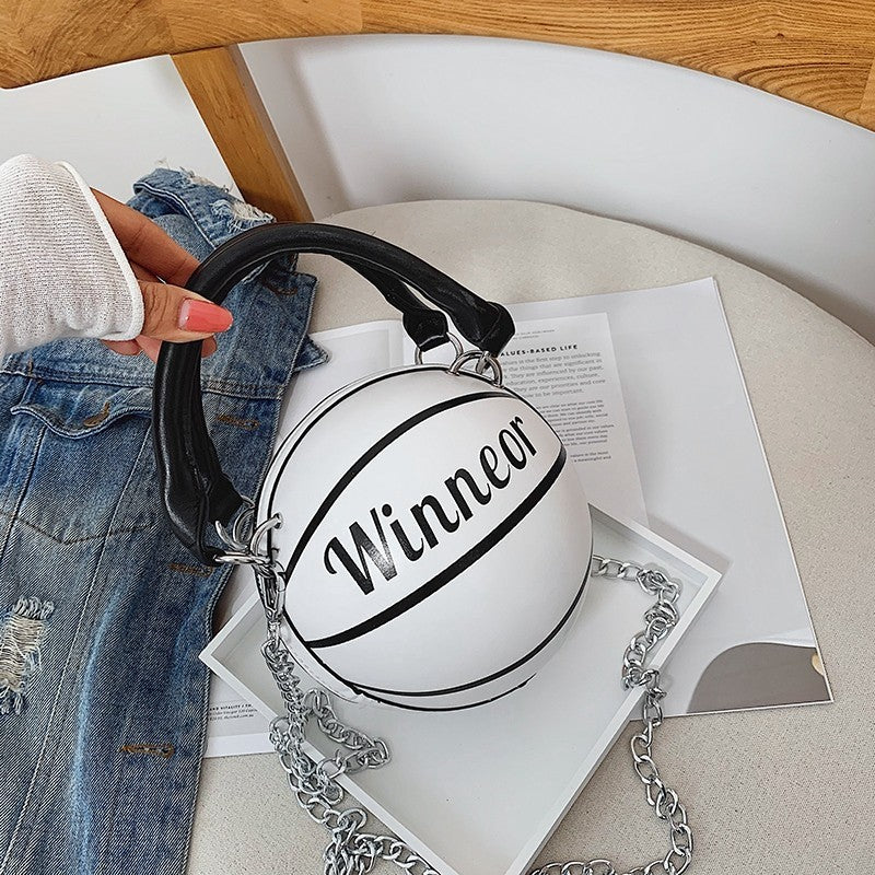 Basketball Shape Handbag - Chain Shoulder Crossbody Bag for Women & Girls