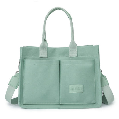 Women's Large Capacity Canvas Tote – Multi-Pocket Crossbody Shoulder Bag for Daily Use & Mommy Essentials