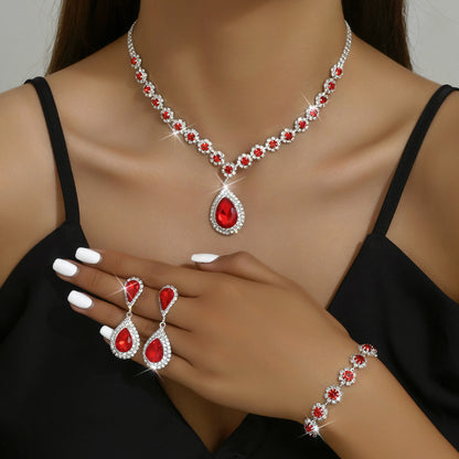 Fashion Bridal Jewelry Set - Necklace, Earrings, and Bracelet 3-Piece Set for Weddings and Special Occasions
