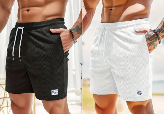 Summer Corduroy Lace-up Drawstring Shorts – Casual Sports Short Pants for Men