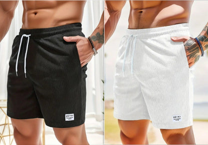Summer Corduroy Lace-up Drawstring Shorts – Casual Sports Short Pants for Men