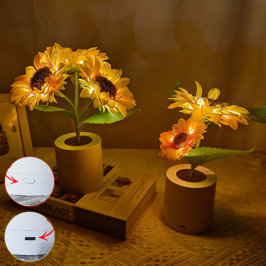Premium Rechargeable Sunflower LED Night Light - Elegant Decorative Lamp for Home & Special Events