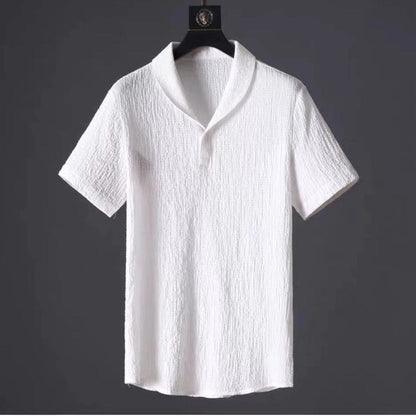 Summer Leisure Suit for Men - Loose Short Sleeve Top & Drawstring Trousers Fashionable Casual Outfit