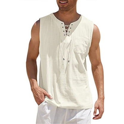 Summer Tank Vest for Men – Collared Tie Short Sleeve T-Shirt
