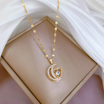 Stainless Steel Starry Sky Planet Astronaut Necklace for Women – Light Luxurious Temperament Star Metal Chain Jewelry Gift