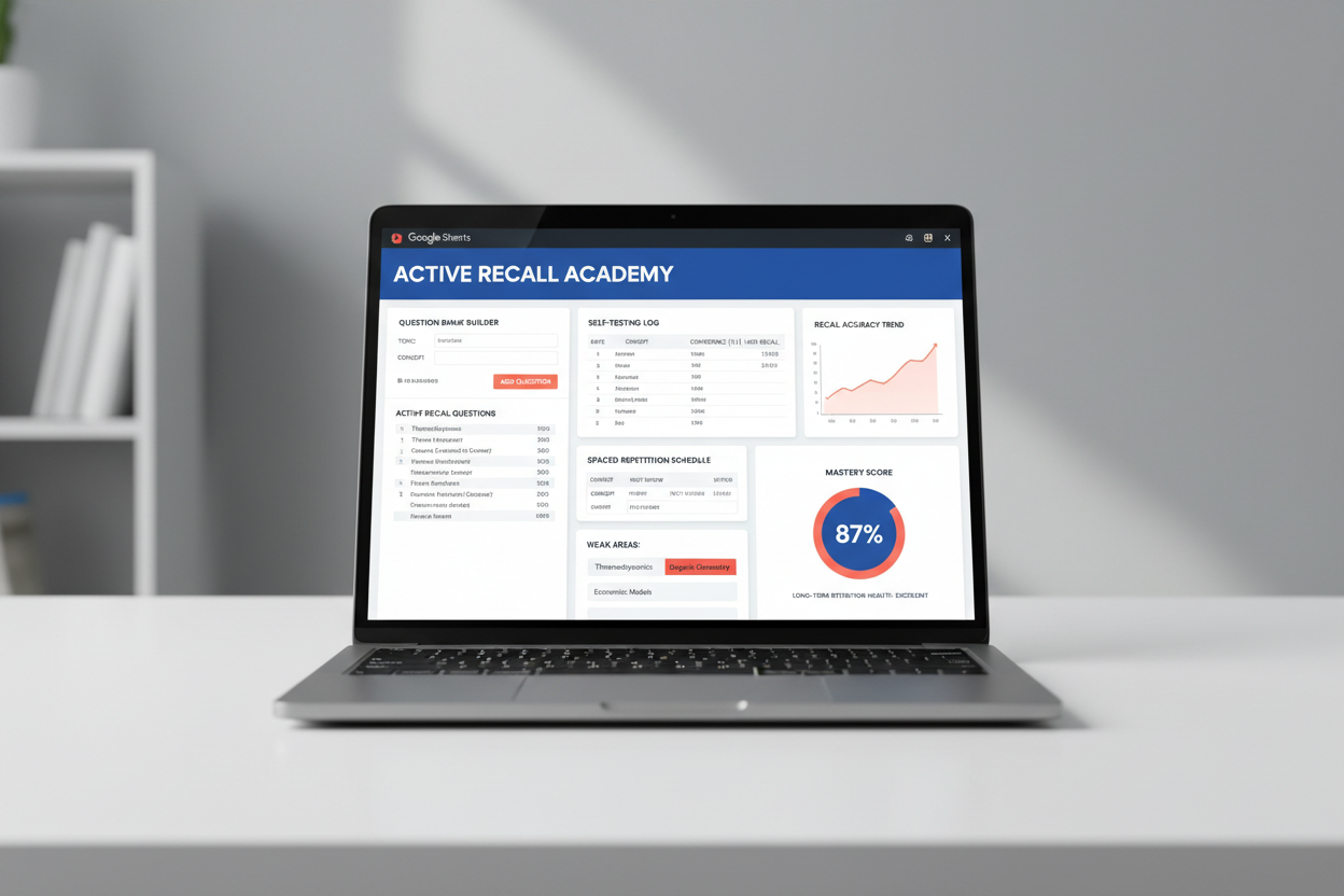 Active Recall Study System - Laptop Mockup