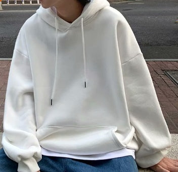 Men's Loose Fit Colorblock Velvet Hoodie – Casual Large Size Student Pullover Coat
