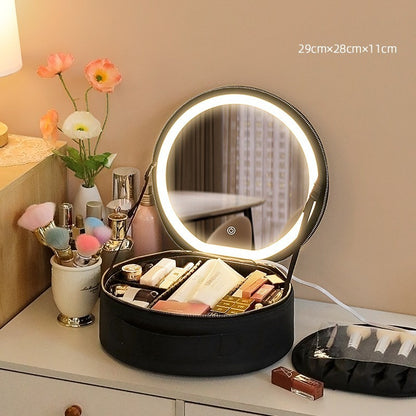 Premium Smart LED Makeup Case - Professional Vanity Organizer with Mirror Lights & Travel Design