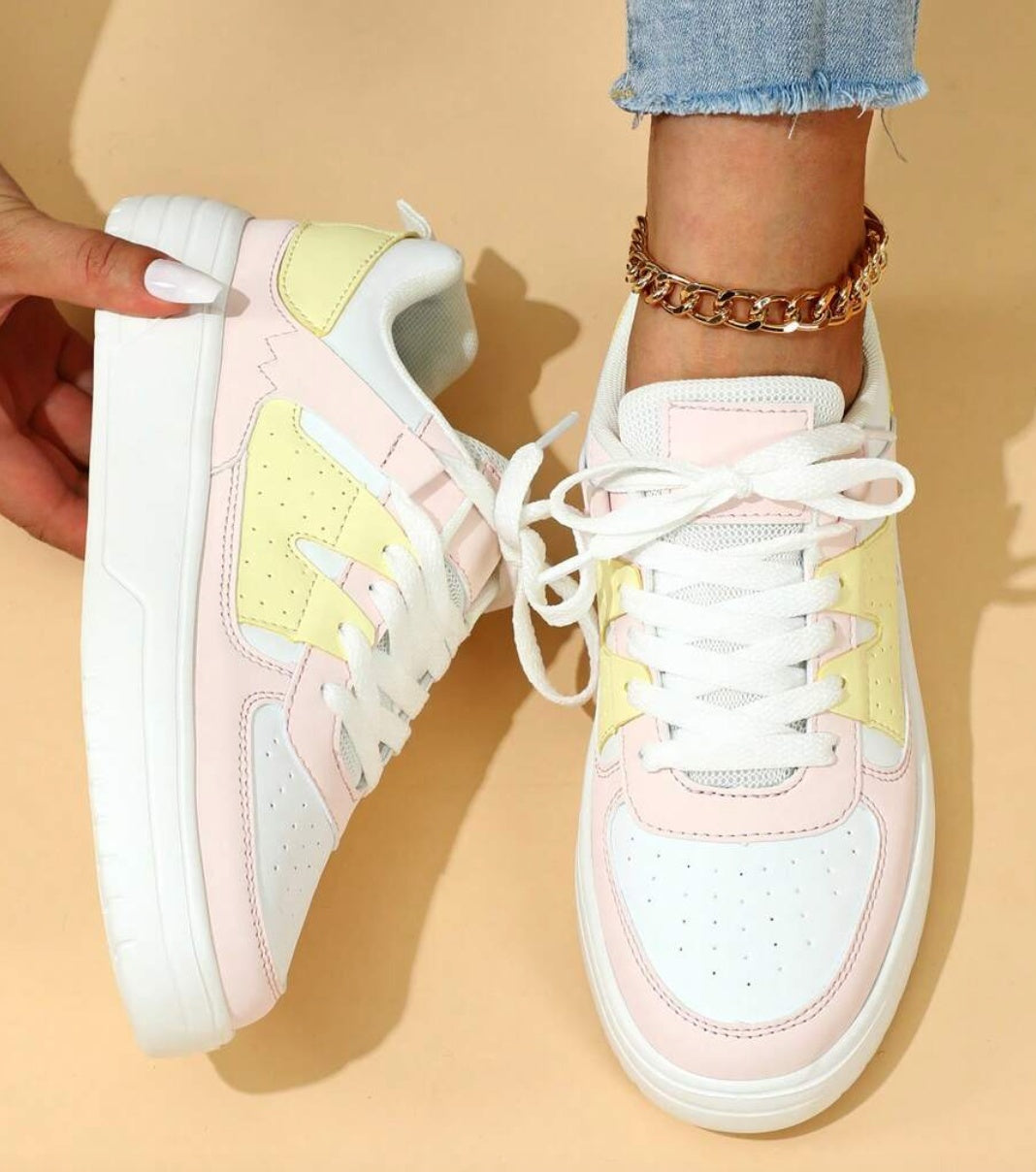 Trendy Fashion Platform Sneakers Lace-up Outdoor Casual Flat Shoes Comfortable Soft Bottom