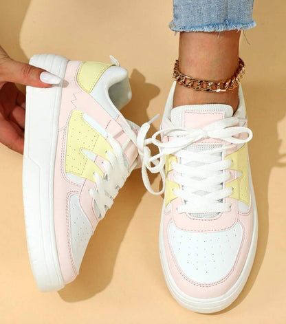 Trendy Fashion Platform Sneakers Lace-up Outdoor Casual Flat Shoes Comfortable Soft Bottom