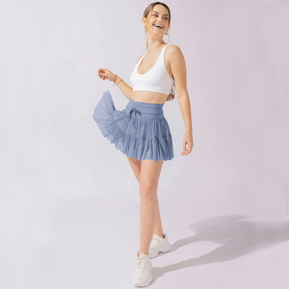 Women's High-Waist Lace-Up Pleated Sports Skirt – Summer Fashion Skirt with Anti-Exposure Safety Pants