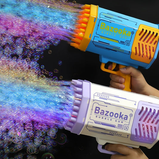 Rocket Bubble Gun Toy with 69 Holes – Automatic Light-Up Soap Bubble Blower for Kids