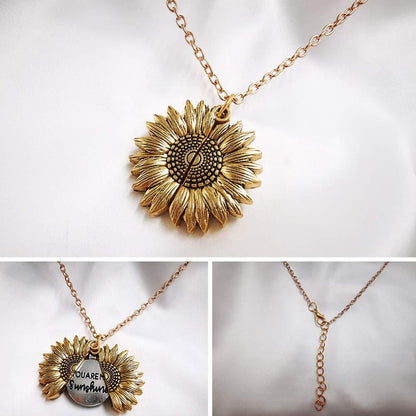 "You Are My Sunshine" Sunflower Necklace - Meaningful Pendant for Women and Men, Perfect Couple Gift