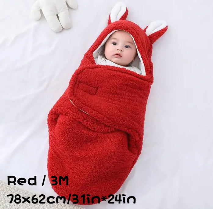 Super Soft Baby Sleeping Bag – Fluffy Fleece Swaddle Blanket with Head Support, Unisex Newborn Sleep Sack for Boys and Girls