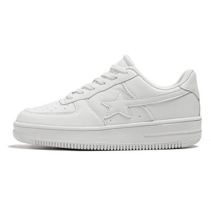 Thick Soled White Casual Sneakers for Men - Trendy Platform Sneakers