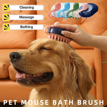 Premium Silicone Pet Grooming Brush - 2-in-1 Hair Remover & Massage Tool for Dogs & Cats