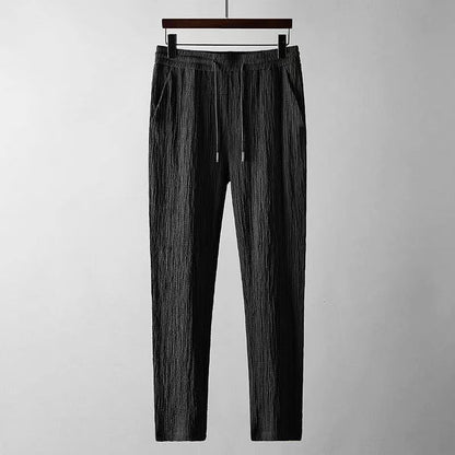 Summer Leisure Suit for Men - Loose Short Sleeve Top & Drawstring Trousers Fashionable Casual Outfit