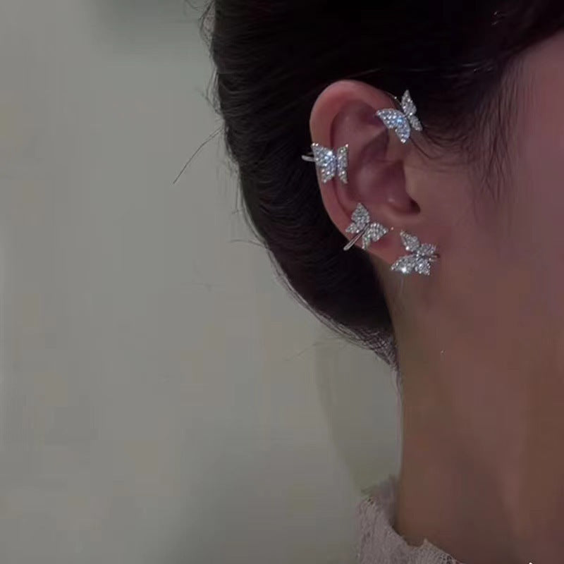 Fashion Butterfly Ear Clip and Ear Hook - Stylish Women's Jewelry for Elegant Looks